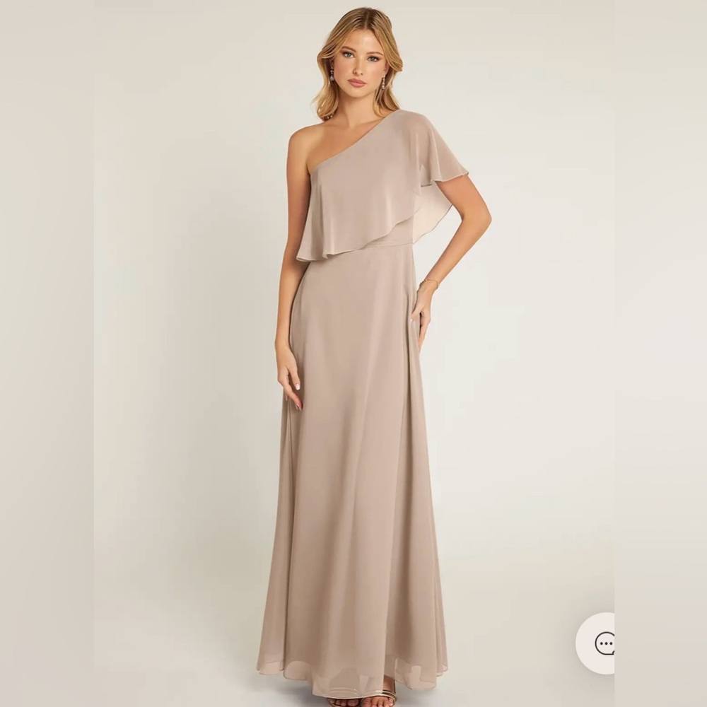Azazie One-Shoulder Taupe Dress